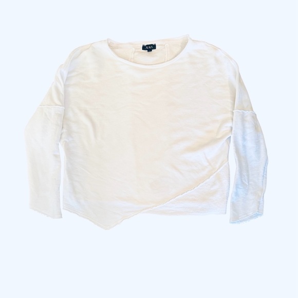 Alala women’s exhale asymmetric raw edge white terry cotton mix sweatshirt Sz L - Picture 3 of 8